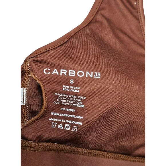 Carbon 38 Action Sports Bra 2.0 Takara Shine Cappuccino Brown Size Small Padded - Picture 4 of 14